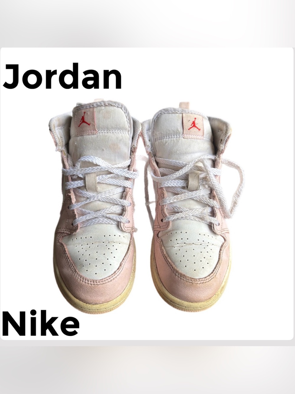 Air Jordan Kids' 1 Mid Pink and White High-Top Sneakers Nike Girls